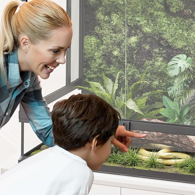 Erinnyees 67 Gallon Reptile Terrarium with Top Screen Ventilation, Snake Habitat with Heating Pad Space, Front Opening Reptile Vivarium with Sliding Cable Outlet for Snakes, Leopard Geckos, Turtles