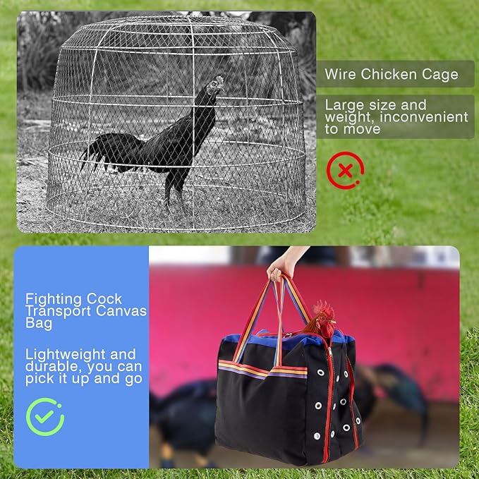 Gilprop Double Compartment Cage for Transporting Roosters, Galponeras Bolsa Jaulas para Gallos De Pelea, Double Maleta Cargador Carrier Case Chicken Crates Travel Competition Canvas Bag Fighting