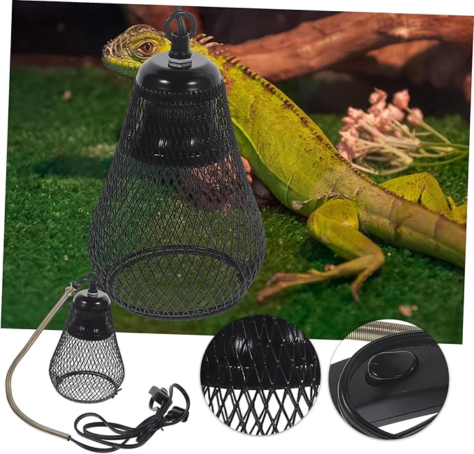 Happyyami Reptile Heating Lamp Shade Hook Scale Lamp Mesh Cover Heat-Resistant Easy Install Remove for Reptile Tank Decor