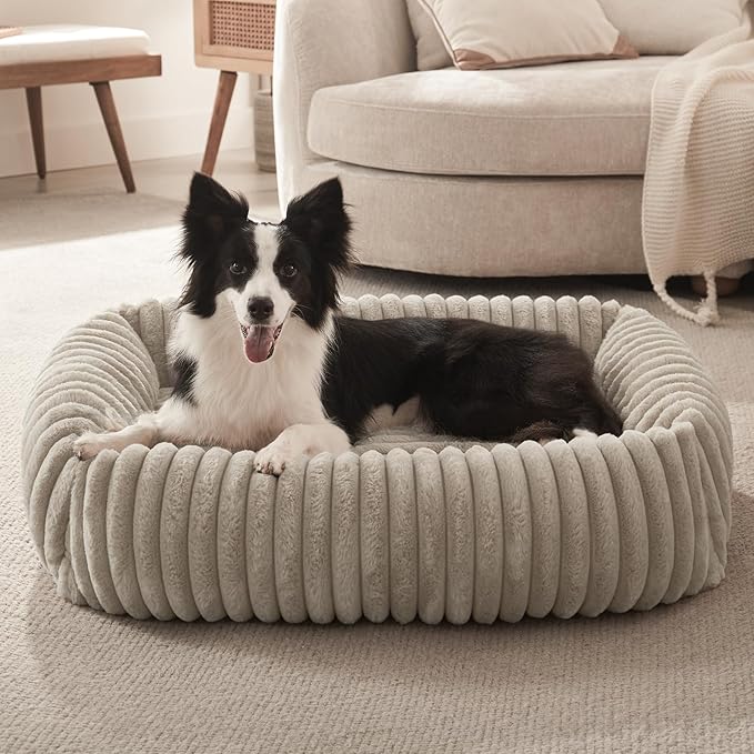 FURTIME Medium Dog Beds for Medium Dogs Washable, Orthopedic Dog Bed, Rectangle Warming Soft Calming Sleeping Puppy Bed Durable Pet Bed with Anti-Slip Bottom