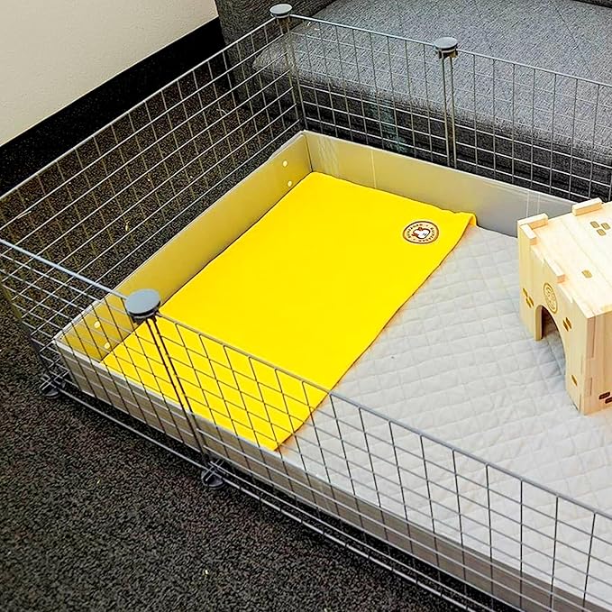 GuineaDad Original Liner - Yellow Fleece Guinea Pig Bedding - Reusable Guinea Pig Cage Liner - Extra Absorbent with Waterproof Bottom and Burrowing Pocket - Small Pet Supplies - 2x3 C&C