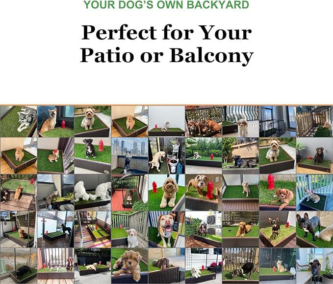 Porch Potty Premium with Spinklers, Outer Dimensions 26" x 50" x 7", Grass Area 8 Square Feet (4' x 2')