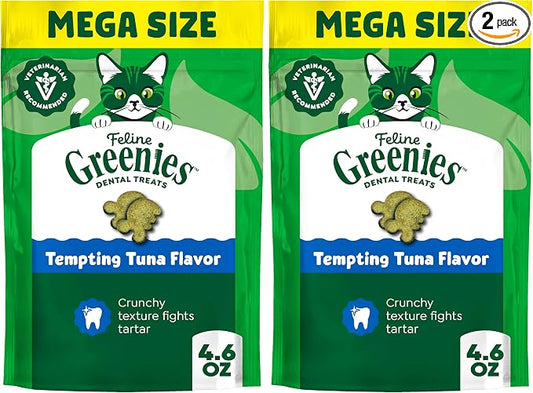 Greenies Cat Treats, Veterinarian-Recommended Adult Natural Dental Cat Treats, Tempting Tuna Flavor, 4.6 oz. Tub (Pack of 2) by Unknown
