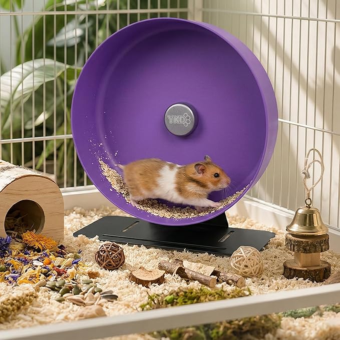 11.8" Silent Rat Exercise Wheel, Aluminum Alloy Noiseless Running Wheel for Fancy Rat, Syrian Hamsters, Hedgehogs and Small Pets (Base-Purple)