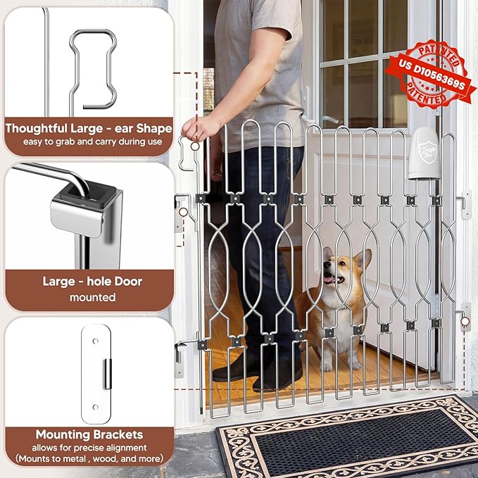 Snagle Paw Extra Tall Metal Retractable Door Barrier, 40.2" Wide 35" Tall Safety Dog Gate for Front Door,Easy Install Retractable Pet Gate for Recreational Vehicle,Doorways