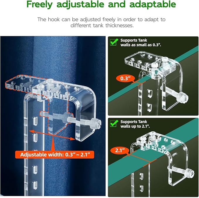 Hanging Turtle Dock Turtle Tank Accessories Adjustable, Large Basking Platform with Freely Installable Climbing Ramps for Aquatic Turtles Sturdy, Wobble-Free Design in Acrylic Material (15")