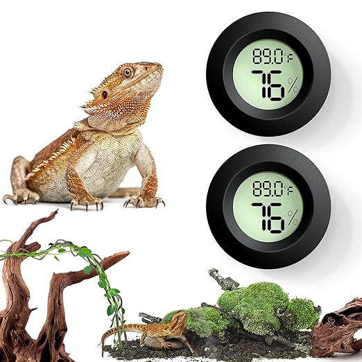 Palksky Reptile Thermometer and Humidity Gauge 2 PCS for Bearded Dragon, Jumping Spider, Leopard Gecko, Hermit Crab, Gecko, Ball Python, Lizard, Reptile Tank Accessories