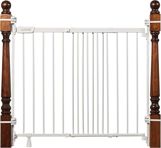 Ingenuity The Stairway+ 46W Series, 32"-48" Wide, 32.5" Tall, Baby Gate for Stairs, Dog Gate Indoor with Door for Banister to Banister Installation - White Metal