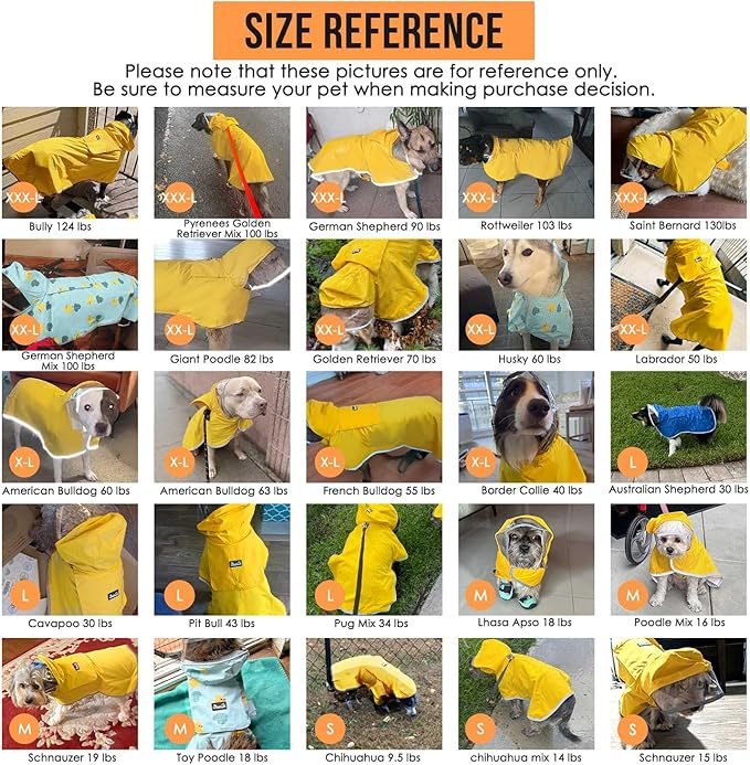 Lukovee Dog Raincoat, Adjustable Dog Rain Jacket with Clear Hooded Double Layer for Large Medium Small Dogs Puppies, Waterproof Rain Coat Poncho with Reflective Storage Pocket & Rim (FU,XL)