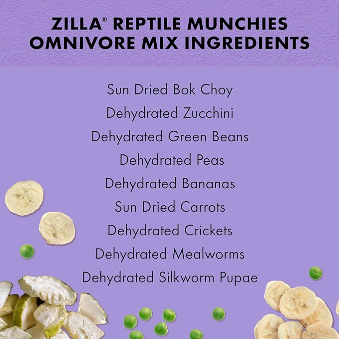 Zilla Reptile Munchies, Omnivore Mix, Dehydrated and Sun Dried Vegetables and Insects, 4 Ounces