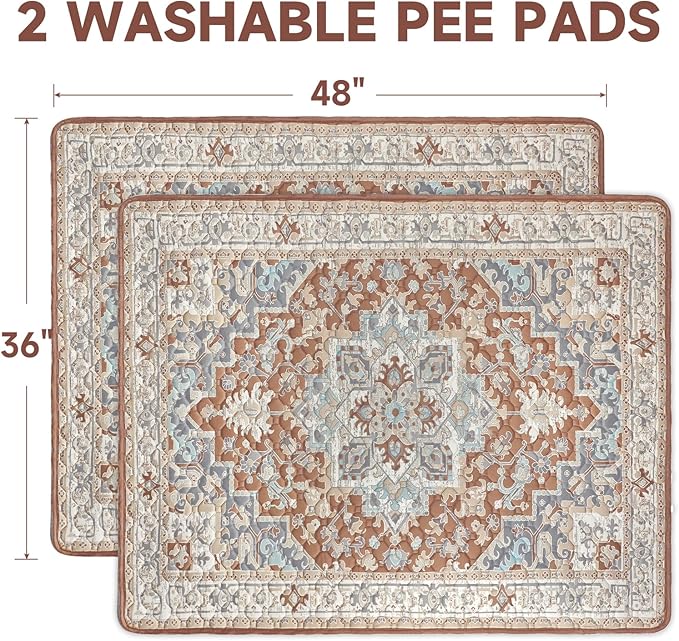 Washable Pee Pads for Dogs 2 Pack, Puppy Pads with Pheromones, 2026 Upgraded PuppyPad 36"x48" Super Absorbent Waterproof Pet Training Pads, Non-Slip Potty Pads for Crate,Floor,Sofa