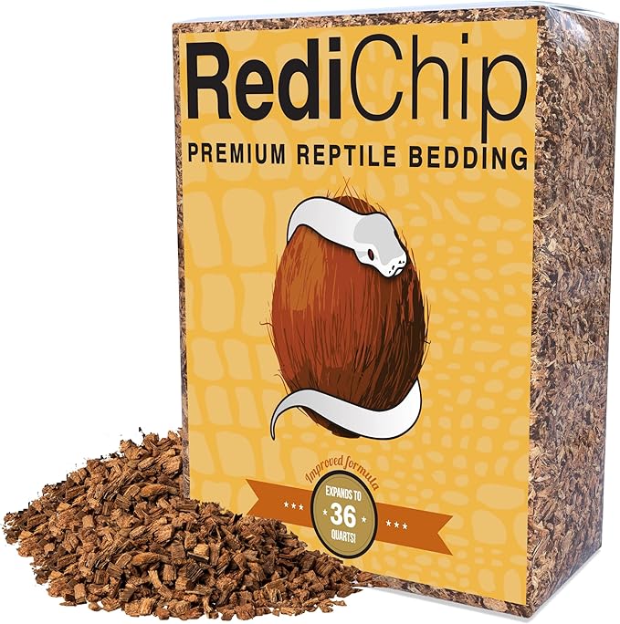 RediChip Reptile Bedding Loose Medium Coconut Chip 36 Quart Coco Husk Substrate Mulch for Snake Habitat, Ball Python Terrarium, Turtle Tanks, Tortoise Enclosure