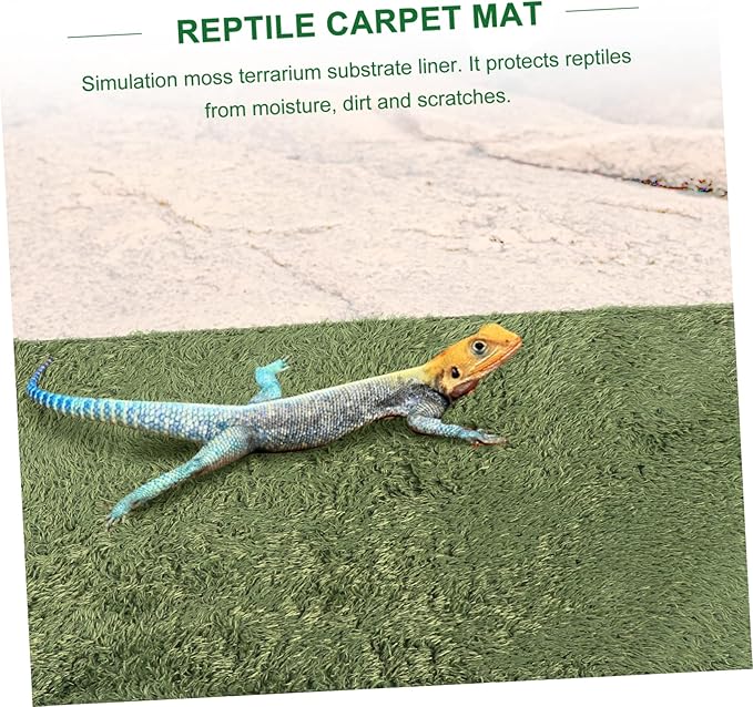 TOYANDONA 2Pcs Moss Reptile Carpet Substrate Liner for Terrarium Durable and Washable Habitat Mat for Snakes Lizards Turtles and Amphibians for Bearded Dragon and Crested Gecko
