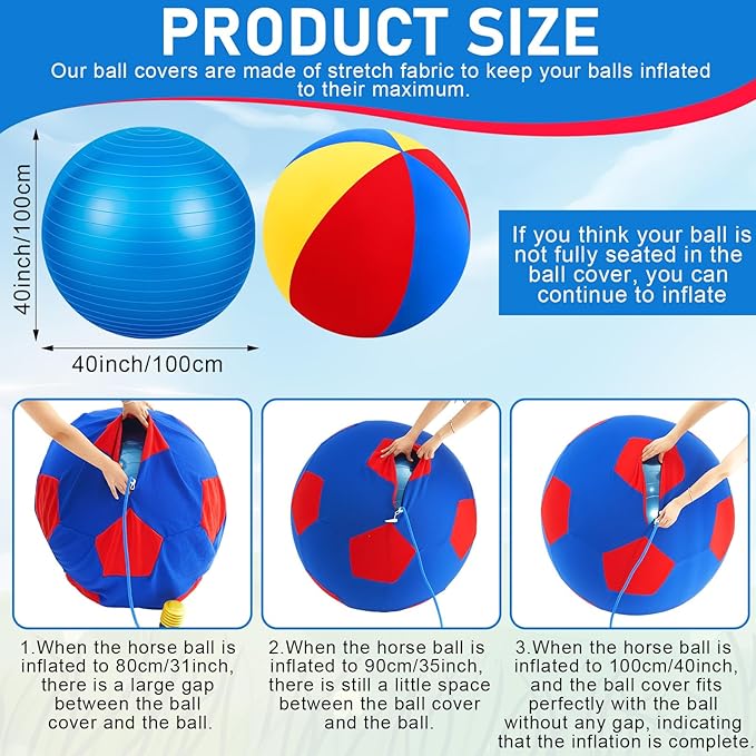 Giant Herding Ball with Ball Cover Anti Burst Please Watch VCR for How to Inflation Horse Toys for Horses Entertainment Play, Pump Included(Cute,40 Inch,Colorful)