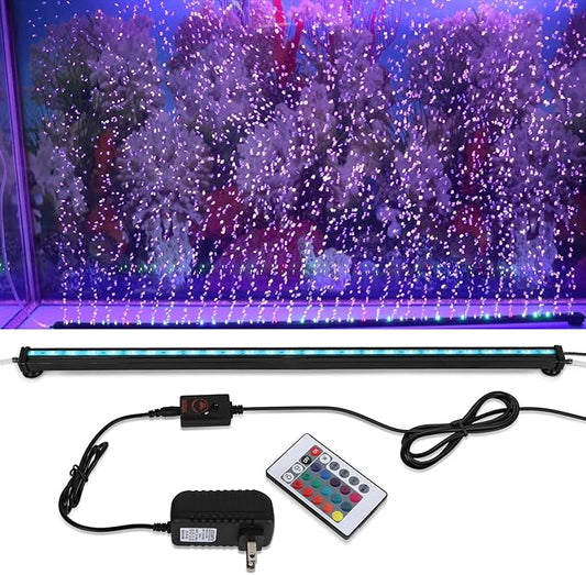 26.4 inch Submersible Aquarium Light, Fish Tank Light with Air Bubble Hole, RGB Color Changing Brightness Adjustable IP68 Waterproof Remote Control LED Light for Aquarium Fish Tank