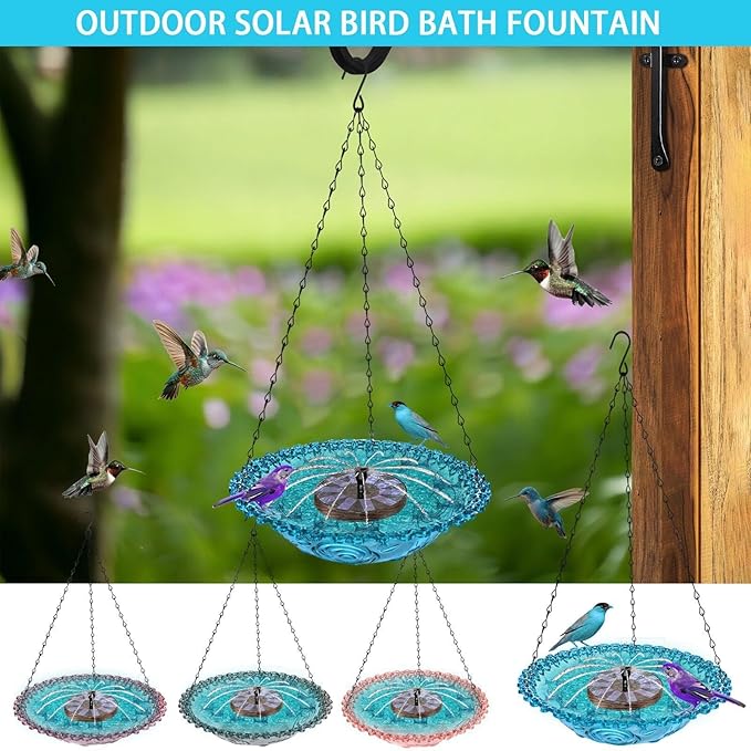 Large Capacity Outdoor Hanging Bird Feeder Water Fountain Attracts Wildlife ABS Construction Garden Decors Large Capacity Bird Feeding Bath Fountain