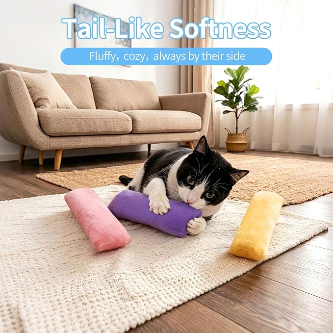 WOUSEDO Catnip Plush Pillows Toys 3 Pack, Crinkle Sound and Catnip Inside - Image 7