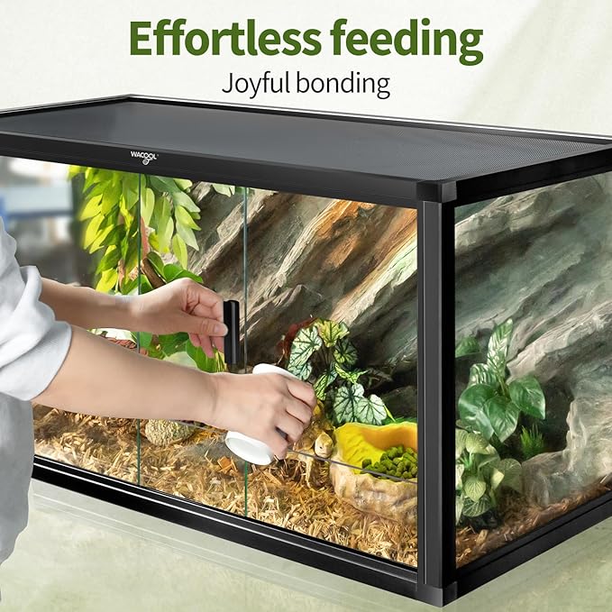 Wacool Terra 68 Gallon Reptile Tank, Large Terrarium for Bearded Dragons, Snakes, Leopard Geckos, Sliding Door & Top Ventilation, 48" x 18" x 18" Easy-to-Maintain Reptile Enclosure