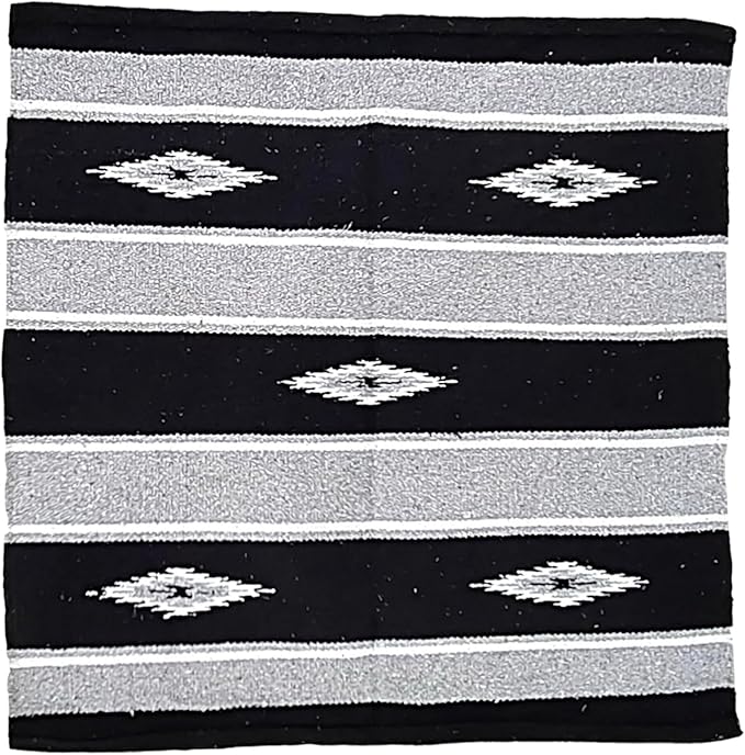 Majestic Ally 36"x 34" Navajo Design Acrylic Saddle Blanket -2.4 lbs (Gray and Black)