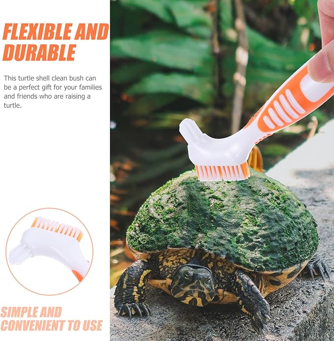 SUPVOX Turtle Shell Brush Double-Sided Dirt Remover for Aquatic and Land Turtles, Orange Mini Brush for Shell Mud and Removal, Household Reptile Health Care Tool