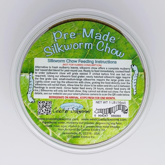 Coastal Silkworms 1 LB Pre-Made Silkworm Chow (16oz) Mulberry Food