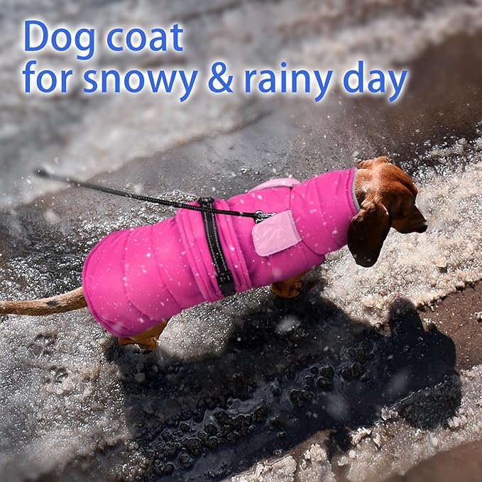 MIGOHI Warm Dog Jacket - Waterproof Small Dog Coat with Furry Collar, Windproof Dogs Fleece Vest, Reflective Cold Weather Coats for Small Dogs, Adjustable Buckle,Poodle,S,Rosepink