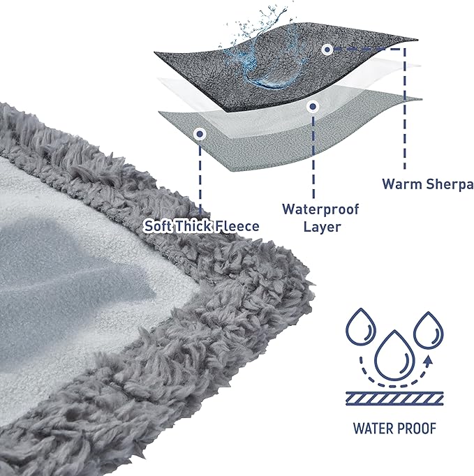 Kritter Planet Waterproof Pet Blanket for Bed, Reversible Sherpa Fleece Protector Couch Cover for Pets, Liquid Proof Furniture Protector for Medium Large Dogs