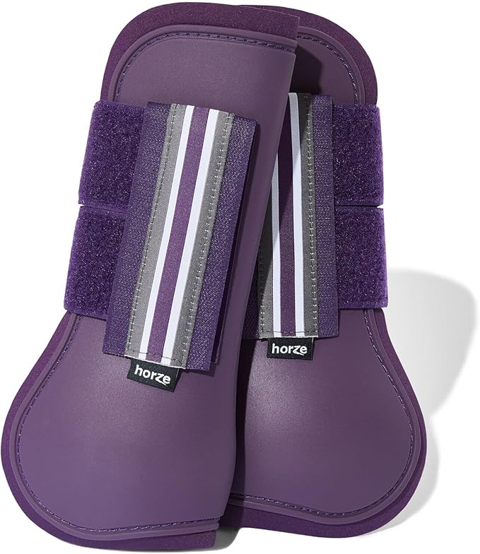 HORZE Adepto Open Front Tendon Boots | Durable Shell with Neoprene Lining - Blackcurrant Purple - Cob
