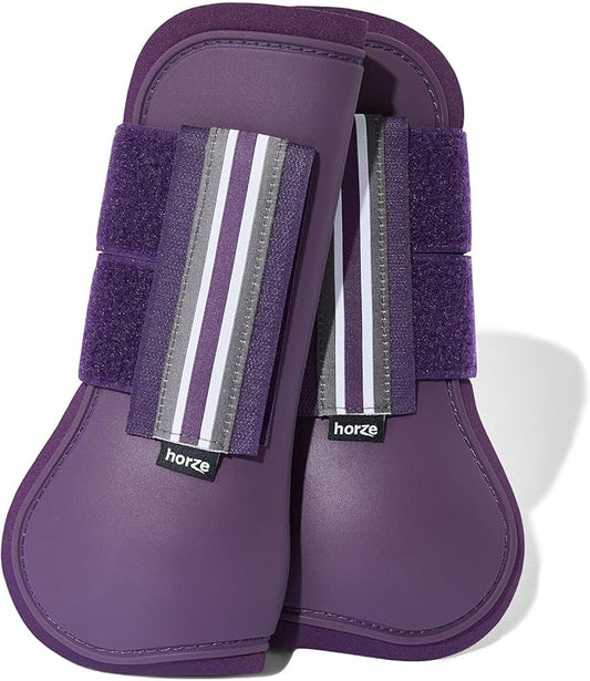 HORZE Adepto Open Front Tendon Boots | Durable Shell with Neoprene Lining - Blackcurrant Purple - Cob