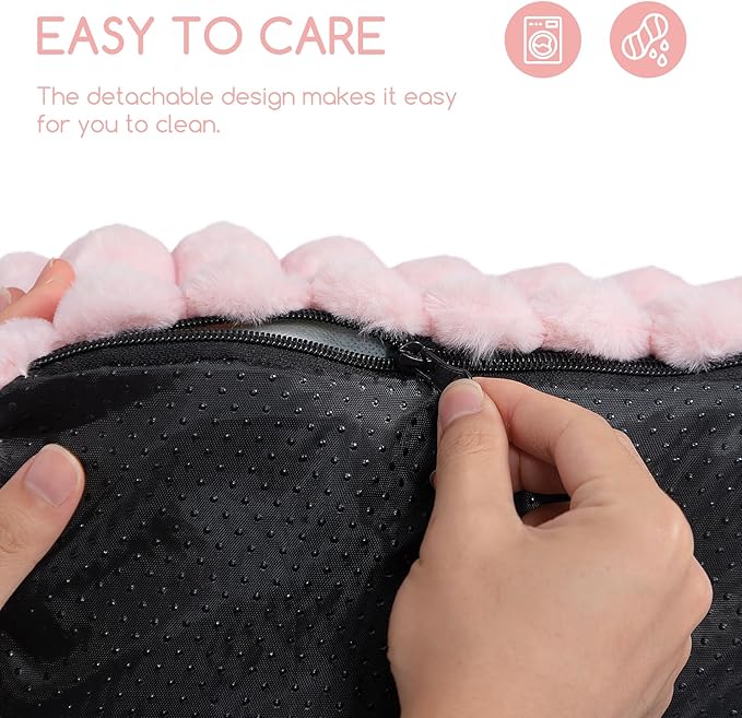 Hollypet Fluffy Dog Cat Bed Pet Couch Beds Plush Soft Warming Washable Puppy Bed for Small Medium Dogs and Large Cats, Light Pink, 24" L x 18" W x 10" Th