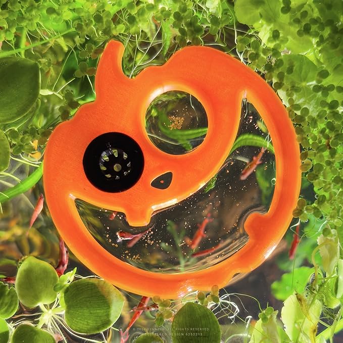 Jack-O-Lantern Floating Fish Portal Feeding Station Aquarium Pumpkin Decoration Fish Tank Accessories Halloween Autumn Decor Ornament (Fluor Orange)