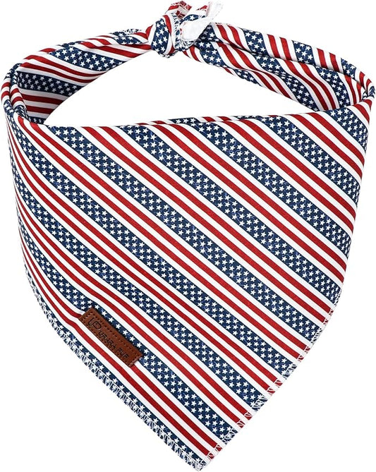 4th of July Dog Bandana, Patriotic Puppy Bandana for Small Medium Dog, Cotton American Flag Pet Triangle Bid Scarf Kerchief for Girl Boy Dogs or Cats