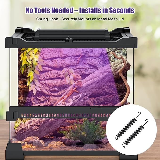 8.5" Aluminum UVB 10.0 LED Reptile Light Bar with Timer & Dimmer, Ultra-Slim Metal UVB/UVA Lamp for Terrariums – Even Light Output, Long Lifespan, Ideal for Bearded Dragons, Turtles & Lizards
