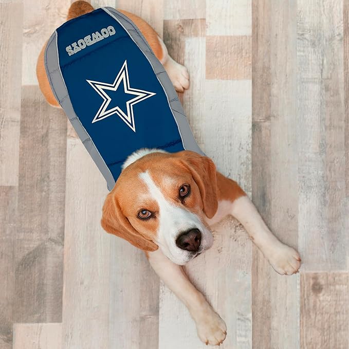 NFL Dallas Cowboys Puffer Vest for Dogs & Cats, Size Large. Warm, Cozy, and Waterproof Dog Coat, for Small and Large Dogs/Cats. Best NFL Licensed PET Warming Sports Jacket