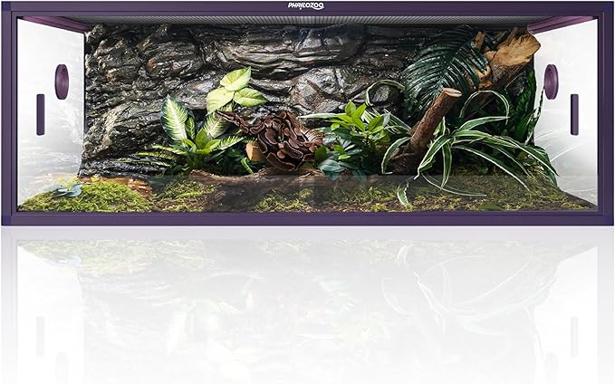 Phailozoo Stackable Reptile Enclosure, 85 Gallon Reptile Tank for Bearded Dragon, Snake, Ball Python, Colorful Aluminum Frame & Front Opening Tempered Glass Door with Handles for Easy Maintenance