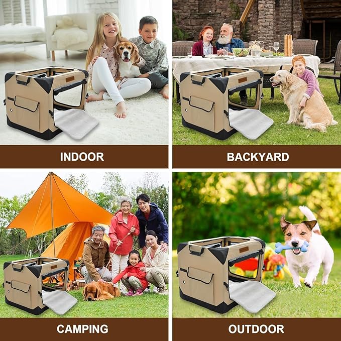 Garnpet Soft Dog Crate for Small Dogs, 4-Door Foldable Collapsible Dog Crate with Soft Sides, Indoor & Outdoor Travel Dog Kennel