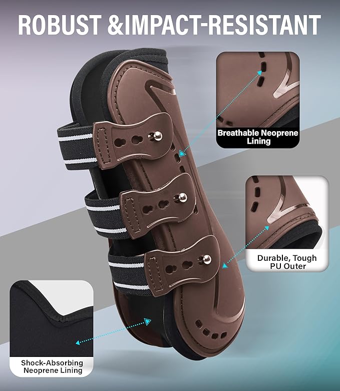 Horse Tendon Boots, Fetlock Boots & Open Front Boots for Jumping, Set of 4, Horse Protection Leg Guard