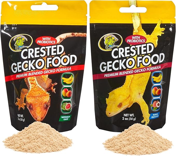 Watermelon and Tropical Fruit Flavor Crested Gecko Food for Reptiles (2-oz) Including Microfiber Cleaning Cloth (Tropical Fruit and Watermelon Flavor Crested Gecko Food 2-oz)