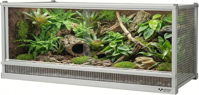 101 Gallon Reptile Tank, Reptile Enclosure for Easy Maintenance, Top Screen Ventilation & Glass Sliding Door 38x24x26''