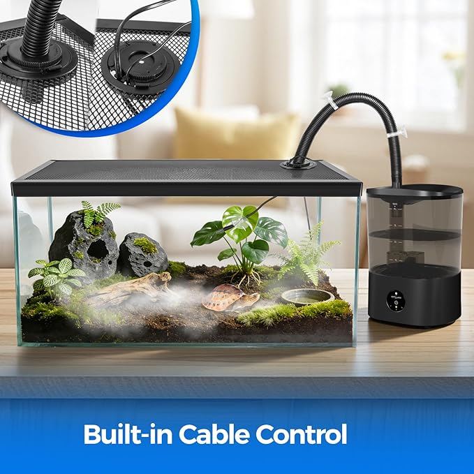 REPTI ZOO Terrarium Screen Cover with Cable Control for Reptile & Aquarium Tank, 24x12 inch Durable Steel Frame & Mesh Top for Reptile & Turtle & Fish Tank