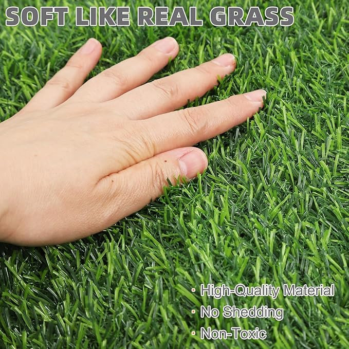 KOOLTAIL Dog Grass Pad with Washable Pee Pads for Puppy Potty Tray,32"*38" Soft Artificial Turf Multipurpose Reusable Grass Patch Pads for Dogs Litter Box, Leakproof for Doggie Training Indoor Outdoor