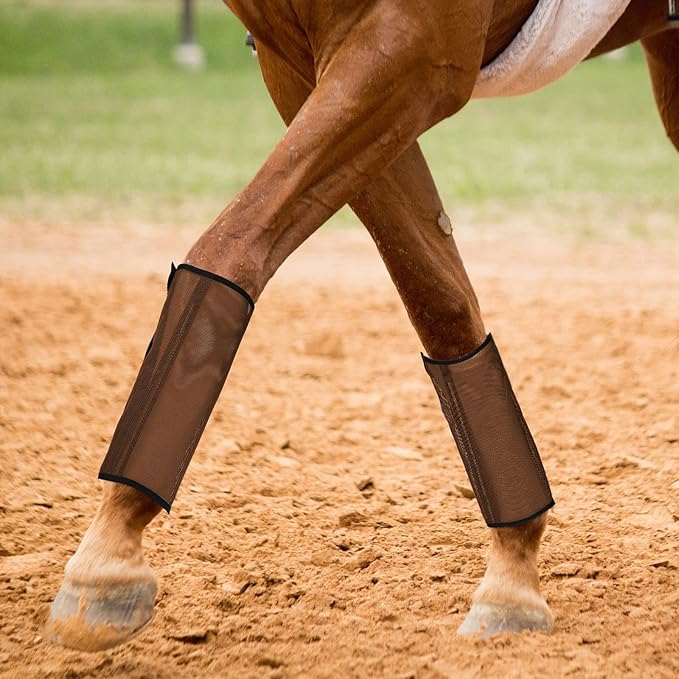 Jexine Set of 8 Mesh Fly Boots for Horse Loose Fitting Non Slip Breathable Horse Fly Leggings Protective Reduces Stress Leg Fatigue Wraps for Preventing Flies Mosquitoes Bite