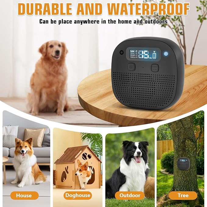 Tetra Dog Bark Deterrent Devices,Ultrasonic Anti Barking Device for Dogs, Rechargeable Barking Control Devices with Sensor & 60ft Remote Control, Adjustable Bark Stopper Indoor Outdoor