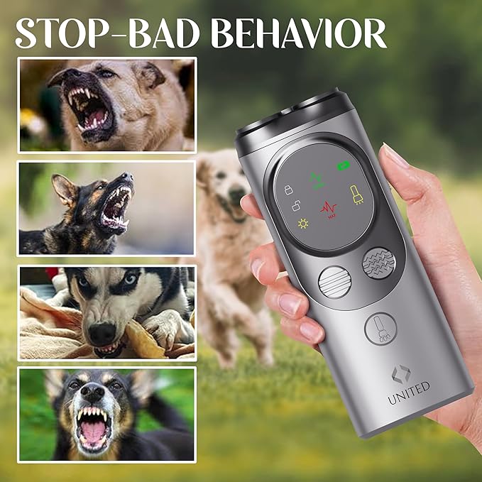 Dog Bark Deterrent Devices, 3X Ultrasonic Anti Barking Device for Dogs, Dog Training & Behavior aids Up to 50 FT Range, Safe & Effective Bark Deterrent, Training Tools with LED Flashlight & HD Display