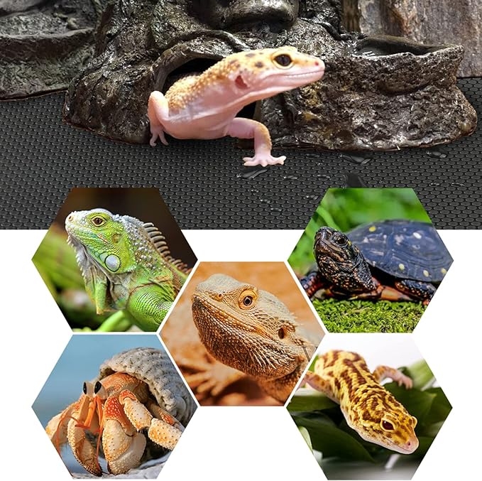 Vodolo Bearded Dragon Tank Accessories, Reptile Terrarium Carpet Substrate for Leopard Gecko, Lizard, Iguana, Snake, Tortoise, Non-Adhesive Reptile Habitat Bedding(Black 118inch)