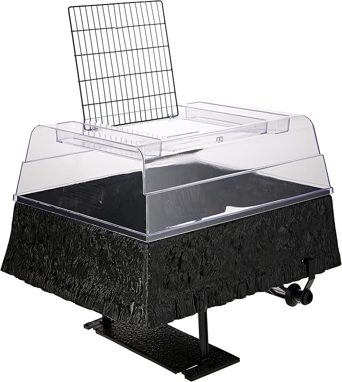PENN-PLAX Reptology Turtle Topper – Above Tank Basking Platform That Safely Mounts to Standard Size Tanks Including 10g, 20L, 20H, 29g, up to 55 Gallons and 13” Wide – Black Color (REP600)