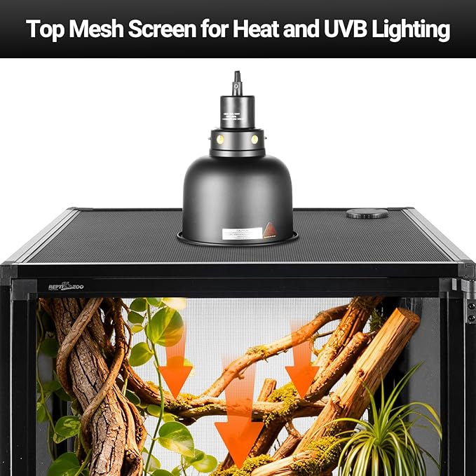 REPTI ZOO 16" x 16" x 30" Reptile Tank, Deluxe Foldable Screen Cage, 34 Gallon Vertical Terrarium with Fogger & Cable Pass, Tall Enclosure for Chameleon, Tree Frog, Crested Gecko, Arboreal Reptiles