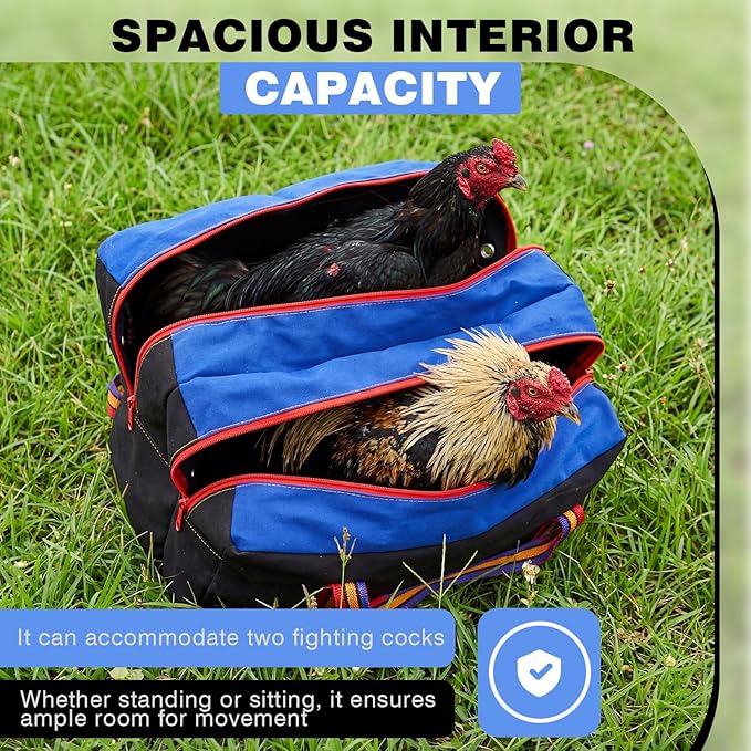 Gilprop Double Compartment Cage for Transporting Roosters, Galponeras Bolsa Jaulas para Gallos De Pelea, Double Maleta Cargador Carrier Case Chicken Crates Travel Competition Canvas Bag Fighting