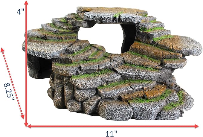 PENN-PLAX (REP183) Reptology Shale Scape Step Ledge & Cave Hideout – Decorative Resin for Aquariums & Terrariums – Great for Reptiles, Amphibians, and Fish – Large