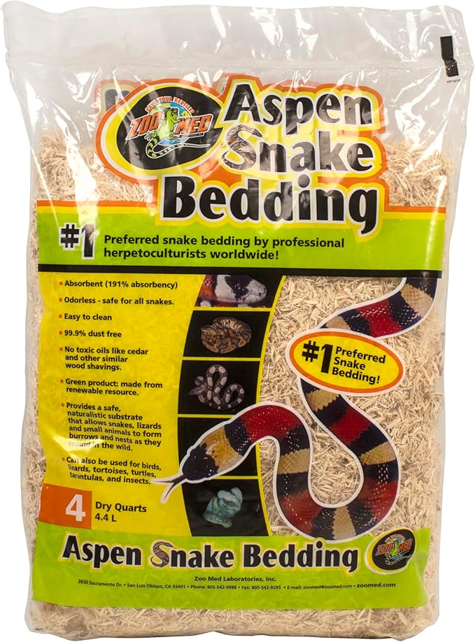 Zoo Med Laboratories Inc-Aspen Snake Bedding- Natural 4 Quart